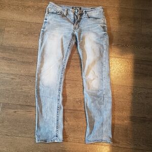 Men's Light Blue Salvage Buckle Jeans Size 31R (Altered)